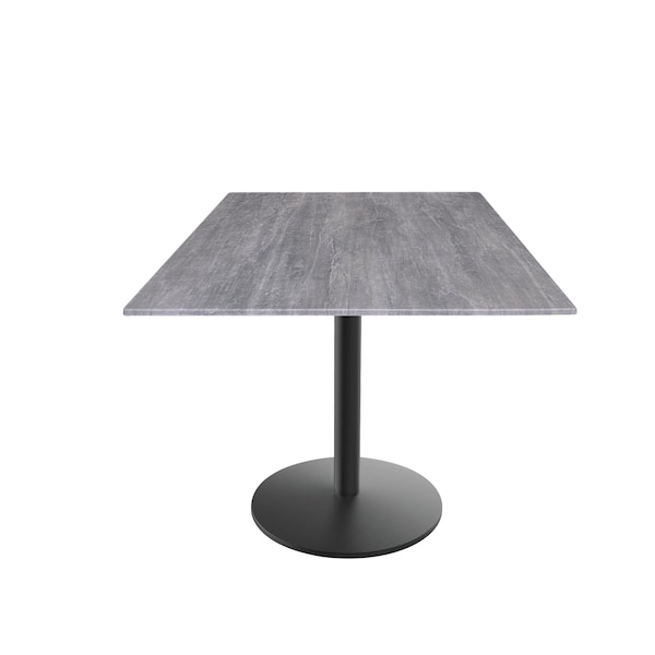 30 Tall OD214 Black Table Base w22 Dia foot and 32x32 Square Greystone Top, IndoorOutdoor